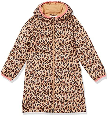 Photo 1 of Amazon Essentials Girls' Long Lightweight Hooded Puffer Jacket, Leopard, XX-Large
