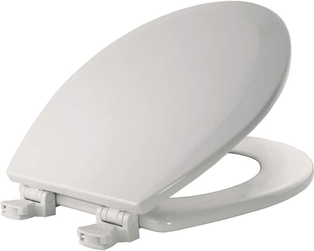 Photo 1 of Bemis 500EC 000 Toilet Seat with Easy Clean & Change Hinges, Round, Durable Enameled Wood, White
