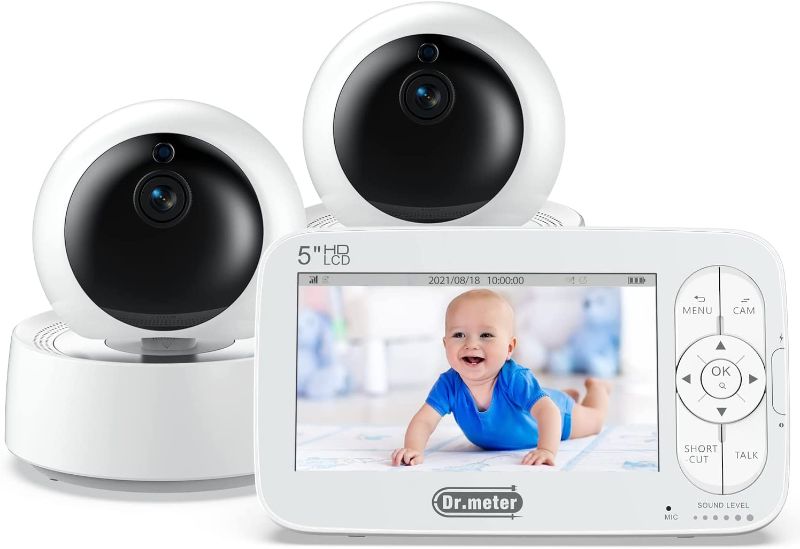 Photo 1 of Baby Monitor with Camera and Audio: 5" Large Display 720p HD Baby Monitor with 2 Cameras - 1000ft Range 2 Way Talk Baby Monitor with Remote Pan-Tilt-Zoom and Room Temperature Sensor - No-WiFi
