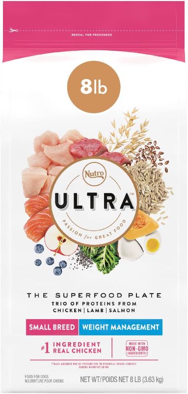 Photo 1 of NUTRO ULTRA Adult Weight Management High Protein Natural Small Breed Dry Dog Food for Weight Contol with a Trio of Proteins from Chicken, Lamb and Salmon, 8 lb. Bag
bb - aug - 10 - 22 