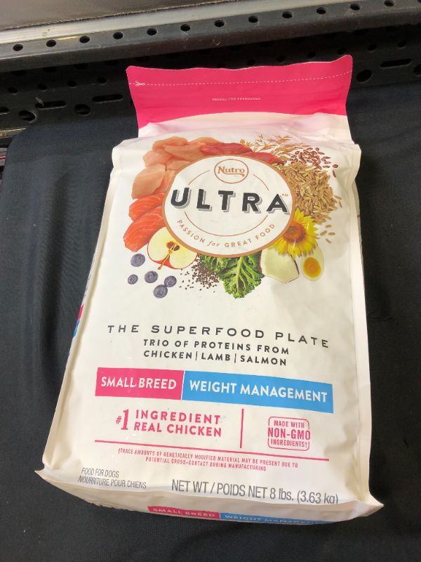 Photo 1 of NUTRO ULTRA Adult Weight Management High Protein Natural Small Breed Dry Dog Food for Weight Contol with a Trio of Proteins from Chicken, Lamb and Salmon, 8 lb. Bag
bb - aug - 10 - 22 