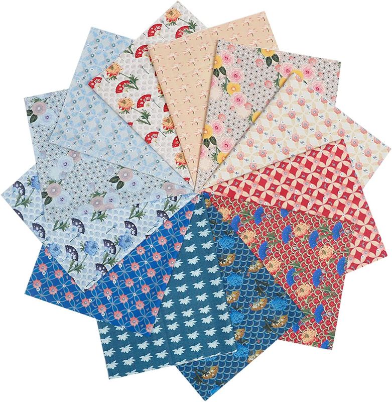 Photo 1 of CEYOU Zyoug 12pcs 18x 10.5 inches (46 x 27 cm) 100 percent Cotton Fabric with 12 Different Pattern, Precut Fat Eighth Bundle Fabric for Patchwork DIY Craft Sewing (Colored Flowers Pattern)
