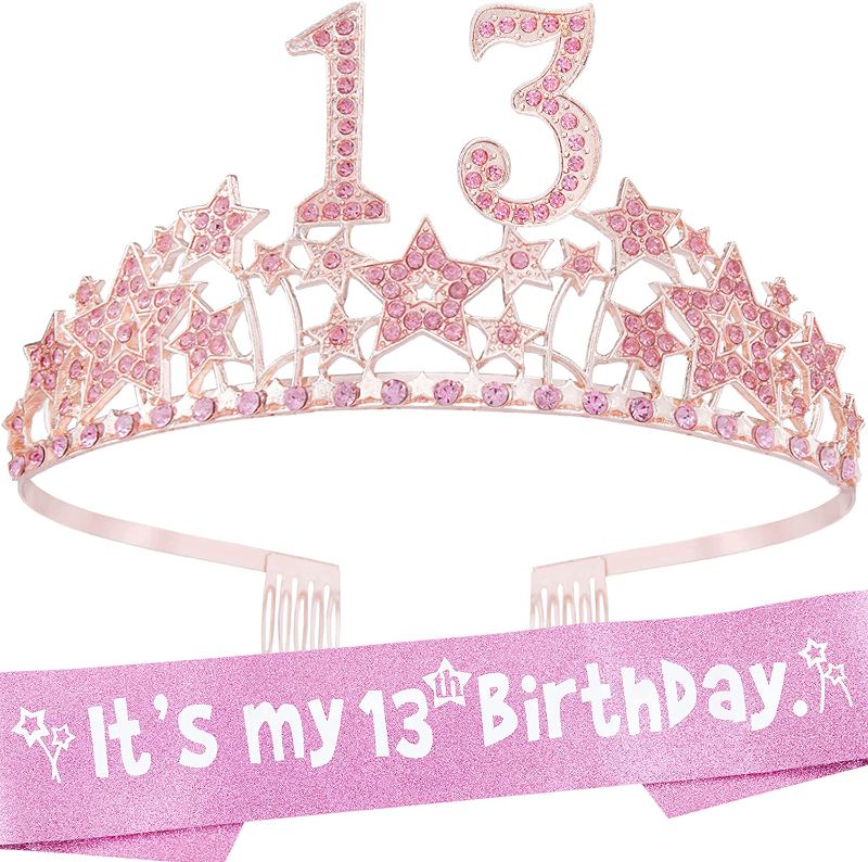 Photo 1 of 13th Birthday, 13th Birthday Decorations for Girls, 13th Birthday Gifts for Girls, 13th Birthday Tiara, 13th Birthday Tiara and Sash, 13th Birthday Crown, 13th Birthday Sash, 13th Birthday Girl
