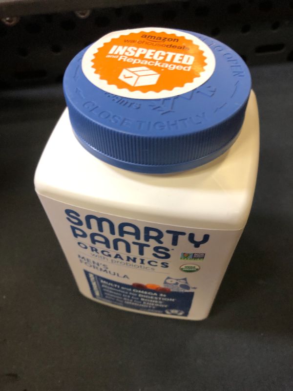 Photo 3 of SmartyPants Organic Mens Multivitamins, Daily Gummy Vitamins: Probiotics, Vitamins C, D3, B12, Zinc & Omega 3 for Immune Support, Digestive Health, Energy, & Bone Health, 120 Gummies, 30 Day Supply
exp - 2023 - sticker on bottle 