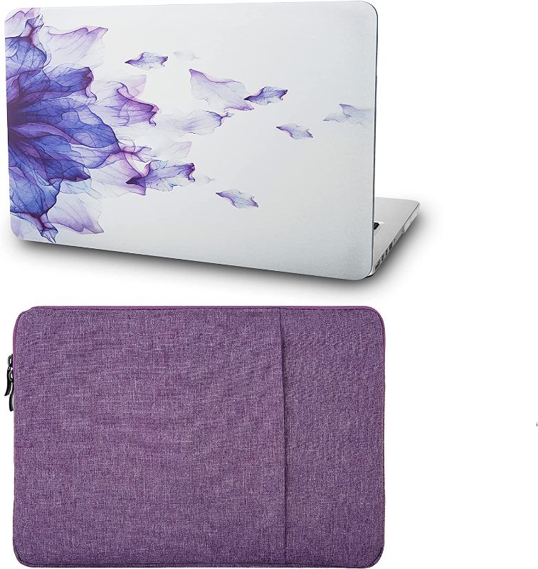 Photo 1 of KECC Compatible with MacBook Pro 13 inch Case 2022-2016 with Touch Bar M2 A2338 M1 A2289 A2251 A2159 A1989 A1706 A1708 Protective Plastic Hard Shell + Sleeve (Purple Flower)
