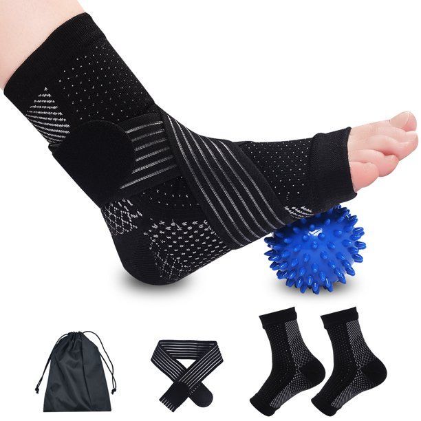 Photo 1 of Ankle Brace Compression Sleeve, Adjustable Ankle Support Strap, for Men Women Sprained Ankle | Achilles Tendonitis Pain | Joint Pain | Plantar Fasciitis and Injured Foot L/XL
