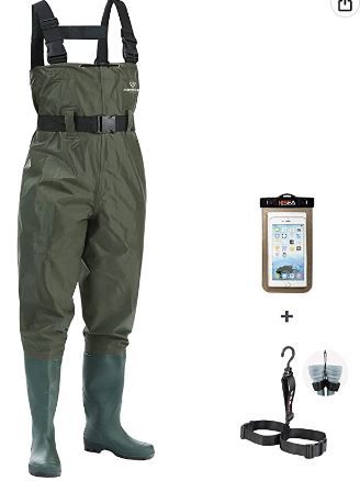 Photo 1 of FISHINGSIR HISEA Fishing Waders for Men with Boots Womens Chest Waders Waterproof for Hunting with Boot Hanger
- MEDIUM SIZE 5 SHOES 