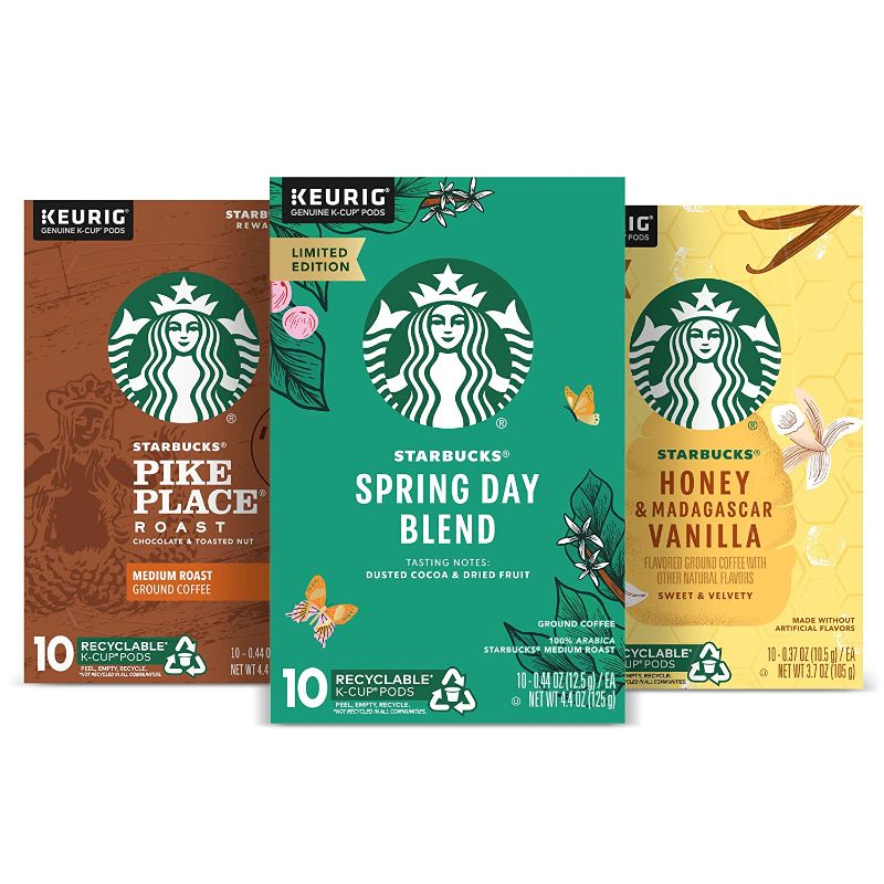 Photo 1 of Starbucks Flavored K-Cup Coffee Pods — Spring Variety Pack for Keurig Brewers — 3 boxes (30 pods total)
bb - aug - 5 - 2022 