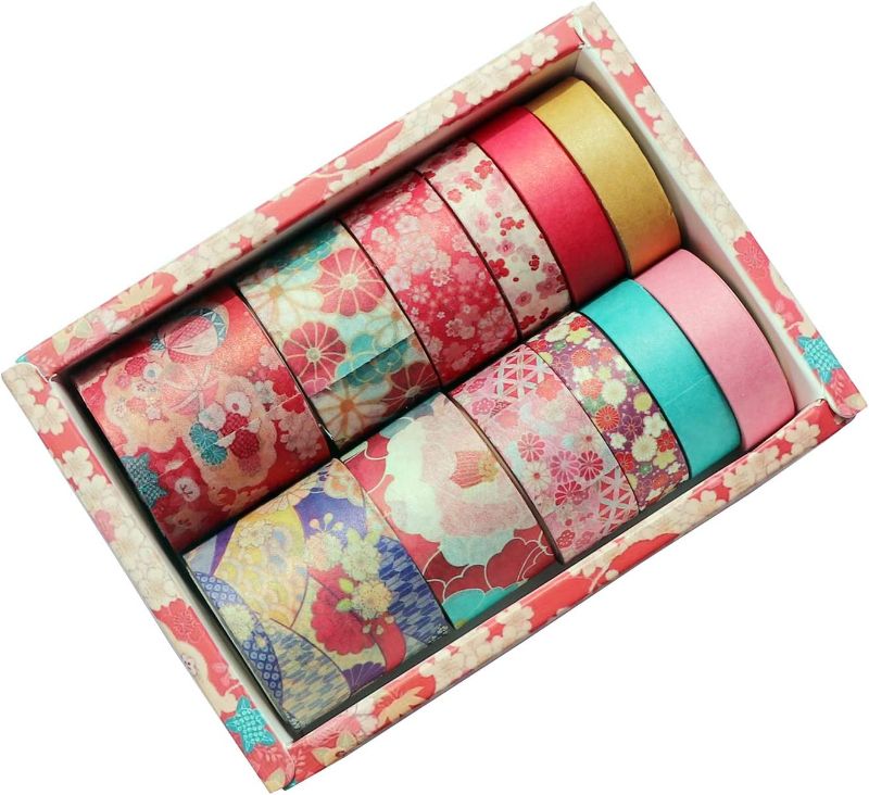 Photo 1 of 2x 12 Rolls Washi Tape Set, Cute Masking Washi Tape, Japanese Decorative Crafts Tapes for Bullet Journaling Planner DIY Gift Wrapping (Red)
