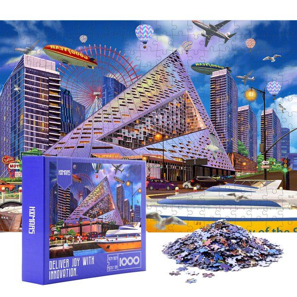 Photo 1 of HXMARS City Jigsaw Puzzles 1000 Pieces American VIA 57 WEST Residential Building Puzzles for Adults Kids, Unique Cut Pieces
