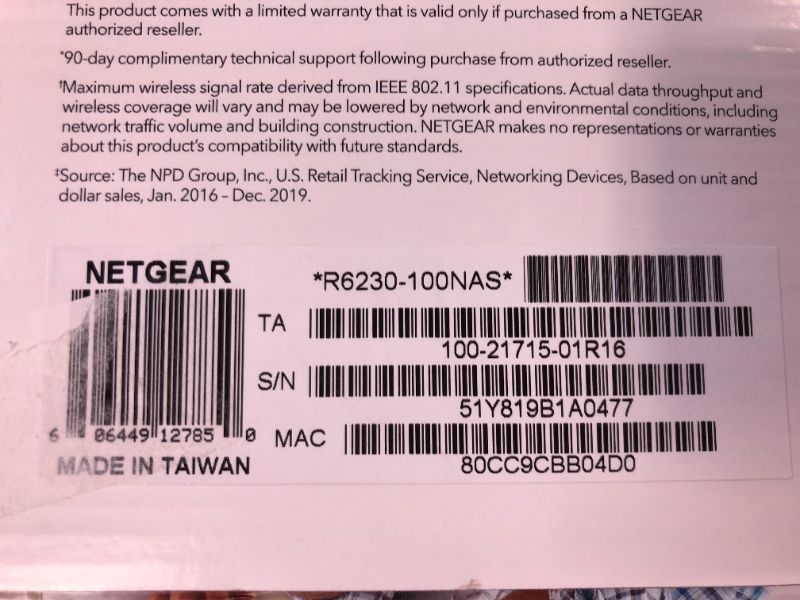 Photo 6 of NETGEAR WiFi Router (R6230) - AC1200 Dual Band Wireless Speed (up to 1200 Mbps) | Up to 1200 sq ft Coverage & 20 Devices | 4 x 1G Ethernet and 1 x 2.0 USB ports
