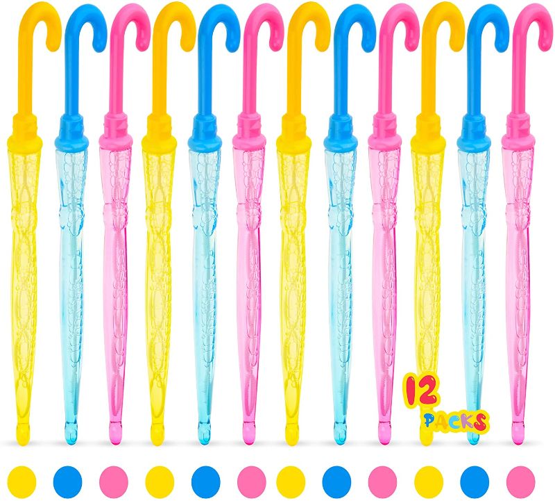 Photo 1 of Bloranda 12 Pack 15'' Bubble Wands Bulk - Large Bubble Wand | Umbrella Big Bubble Wand 3 Colors Bubble Wand Party Favors Summer Toys Outdoor Play Toys Birthday Party
