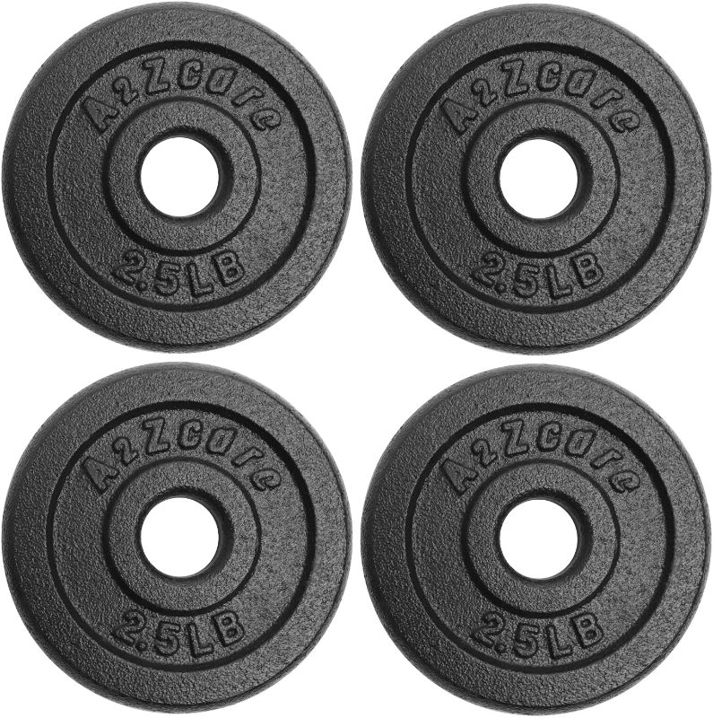 Photo 1 of A2ZCARE Standard Cast Iron Weight Plate Set 1-Inch Center Hole for Adjustable Dumbbell, Standard Barbell - Set 1.25lb, 2.5lb, 3lb, 5lb, 7.5lb, 10lb
