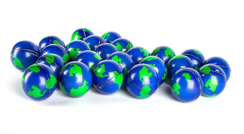 Photo 1 of Bulk Lot of 2 Dozen World Stress Balls Earth Stress Relief Toys Therapeutic Educational Balls 24 Globe Squeeze 2 " Stress Balls
