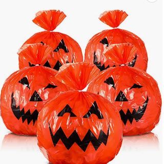 Photo 1 of 16 Pieces 24 x 30 inches Halloween Pumpkin Lawn Bags Halloween Leaf Bag Halloween Lawn Plastic Bags Halloween Decorations Lawn Bags for Halloween Party Supplies Decorations Snack Bags Candy Bags
