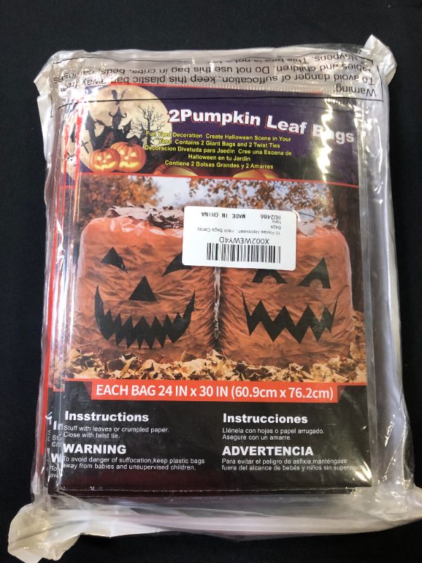 Photo 2 of 16 Pieces 24 x 30 inches Halloween Pumpkin Lawn Bags Halloween Leaf Bag Halloween Lawn Plastic Bags Halloween Decorations Lawn Bags for Halloween Party Supplies Decorations Snack Bags Candy Bags
