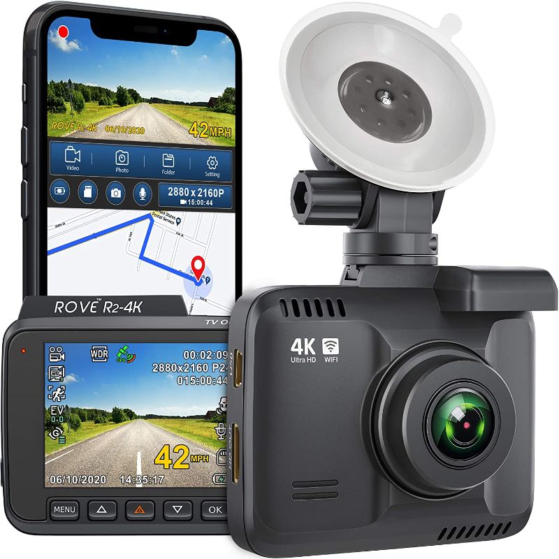 Photo 1 of Rove R2-4K Dash Cam Built in WiFi GPS Car Dashboard Camera Recorder with UHD 2160P, 2.4" LCD, 150° Wide Angle, WDR, Night Vision - SEALED 
