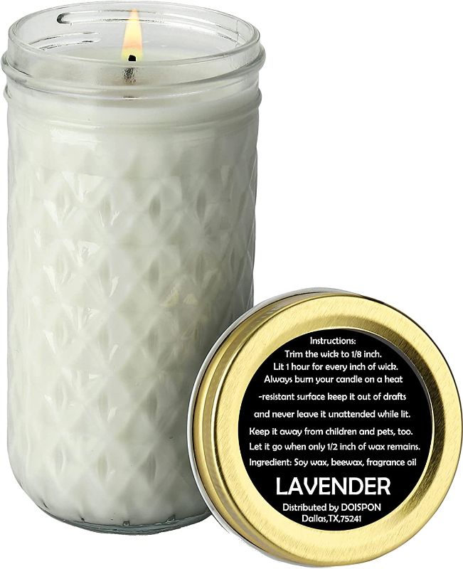 Photo 1 of DOISPON Odor Eliminating Candle, Up to 65hr Burn Time, Bug Candle with Natural Essential Oils - Geranium, Lemongrass, Lavender, Neroli, Teatree Soy Candles Non Toxic Candles (Scented Candle)
