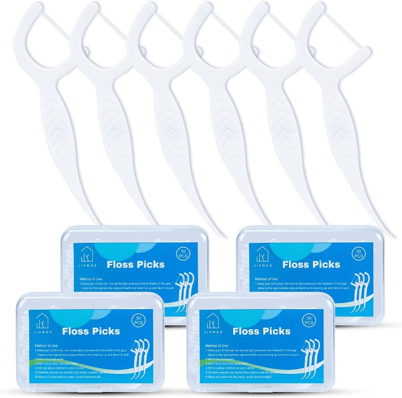 Photo 1 of Dental Floss Picks - 200 Count JIVWOO Biodegradable Floss Picks Not Broken Eco Friendly Health Professional Protects Teeth 200 Count
