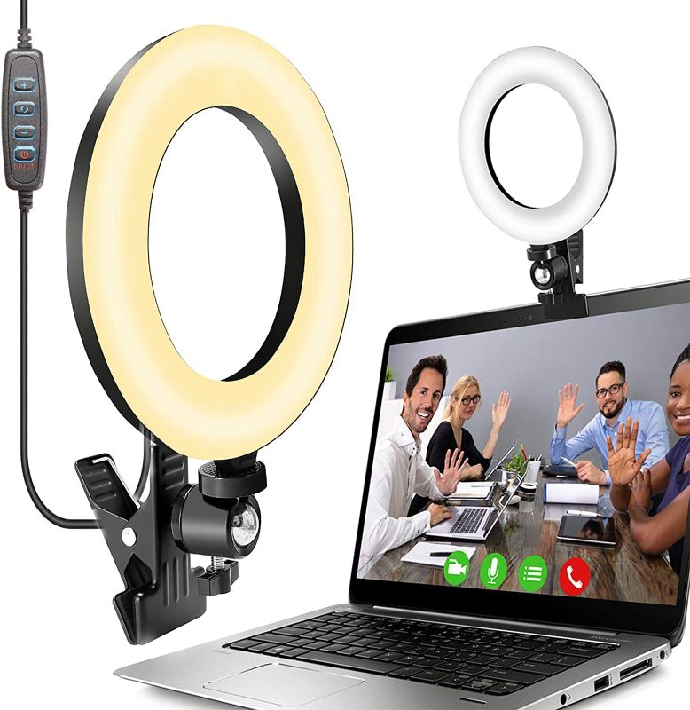 Photo 1 of Video Conference Lighting - Selfie Ring Light for Laptop Remote Working, Distance Learning,Zoom Call Lighting, Self Broadcasting and Live Streaming, Computer Monitor Laptop Video Conferencing