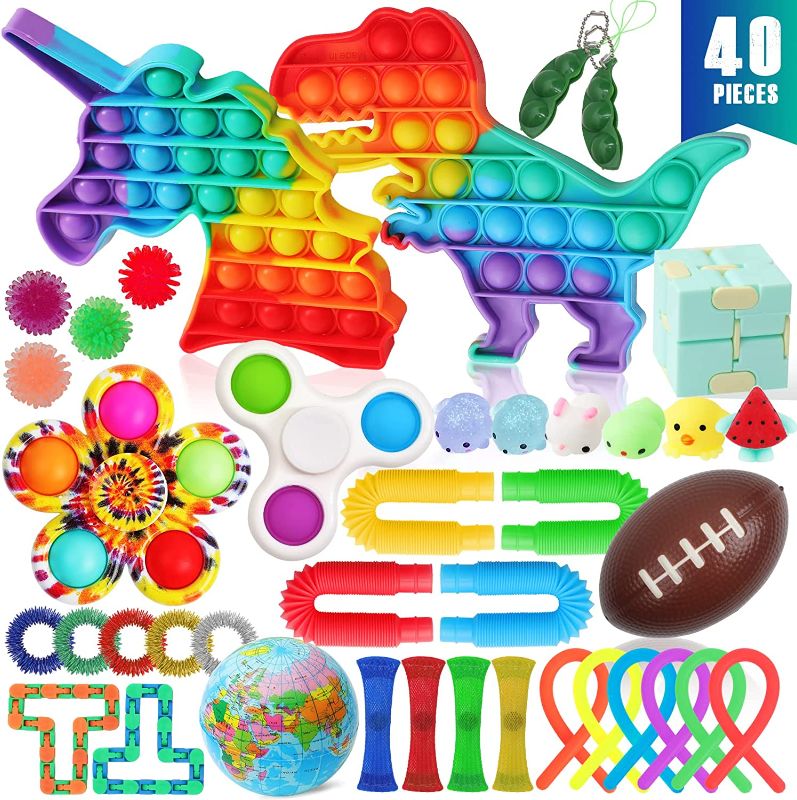 Photo 1 of 40 PCS Fidget Toy Pack, Pop Cheap Sensory Toys Set, Stress Relief and Worry Pop Fidget Toys, Sensory Toy Suitable for Adults, Children, Autism, ADHD, Party Popular Toy Set Gift