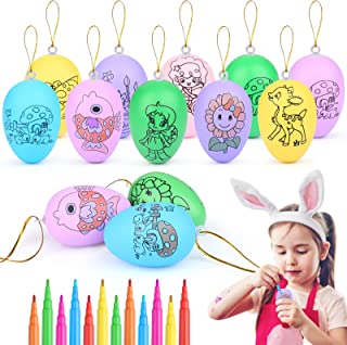 Photo 1 of Auney 12 Pcs Easter Hanging Eggs,Egg Painting Toy with 12 Markers,Colorful Easter Eggs Decorating Kit Hand-Painted