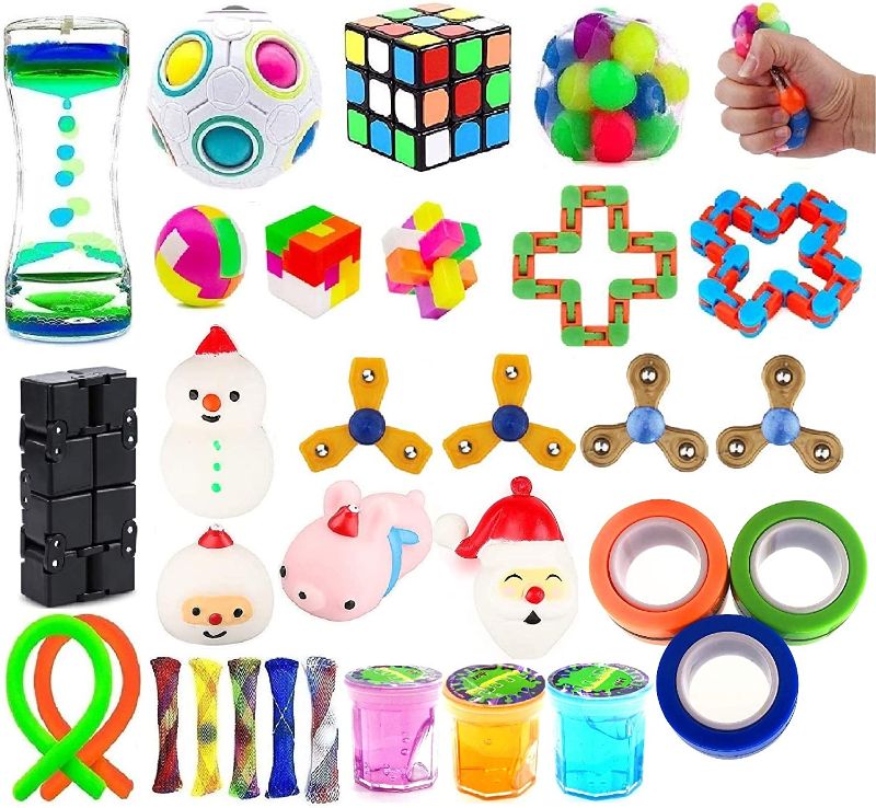 Photo 1 of 32 Pack Sensory Fidget Toys Set Stress Relief Kits for Kids Adults,Christmas Stocking Stuffers,School Classroom Rewards,Birthday Party Favor,Carnival Treasure Box Prizes, Pinata Goodie Bag Fillers