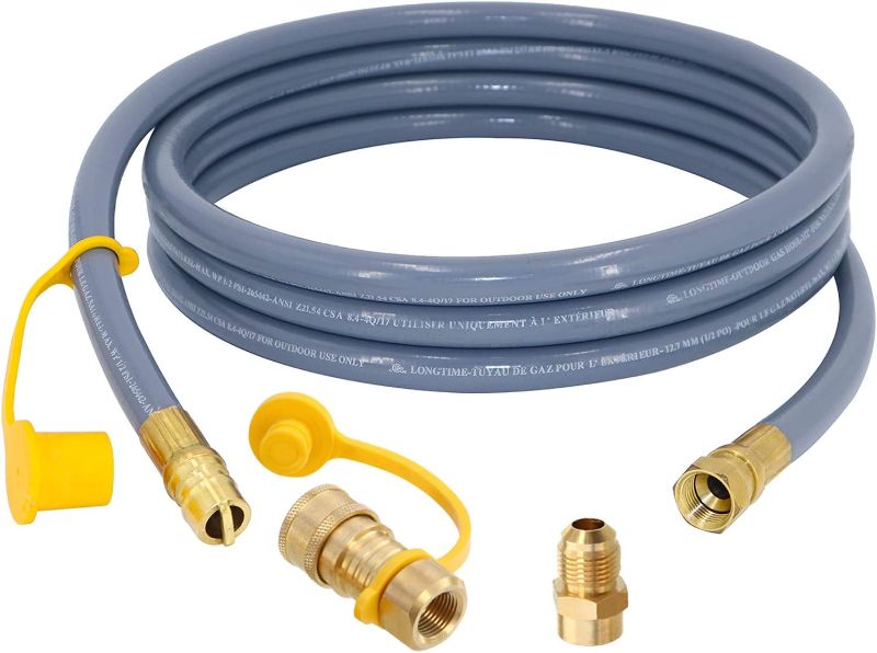 Photo 1 of 12 Feet 1/2-Inch Natural Gas Hose with Quick Connect Fitting for BBQ, Grill, Pizza Oven, Patio Heater and More NG Appliance, Propane to Natural Gas Conversion Kit - CSA Certified