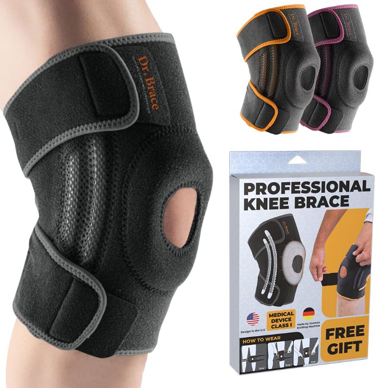 Photo 1 of Dr. Brace ELITE Knee Brace with Side Stabilizers & Patella Gel Pads for Maximum Knee Pain Support and fast recovery for men and women-Please Check How To Size Video (Mercury, Large)