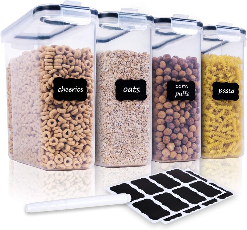 Photo 1 of 
Cereal Containers Storage Set - 4 Piece Airtight Large Dry Food Storage Containers(135.2oz), BPA Free Dispenser Plastic Cereal Storage Containers with 16...