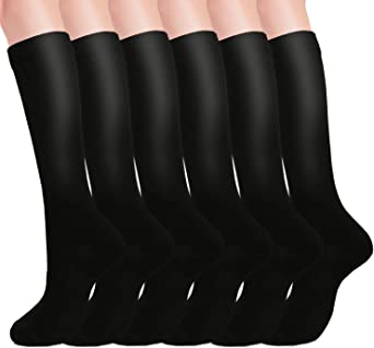 Photo 1 of 6 Pairs Compression Socks for Women & Men Circulation 20-30 mmHg Support for Medical, Running, Cycling, Hiking, Flight Travel S/M