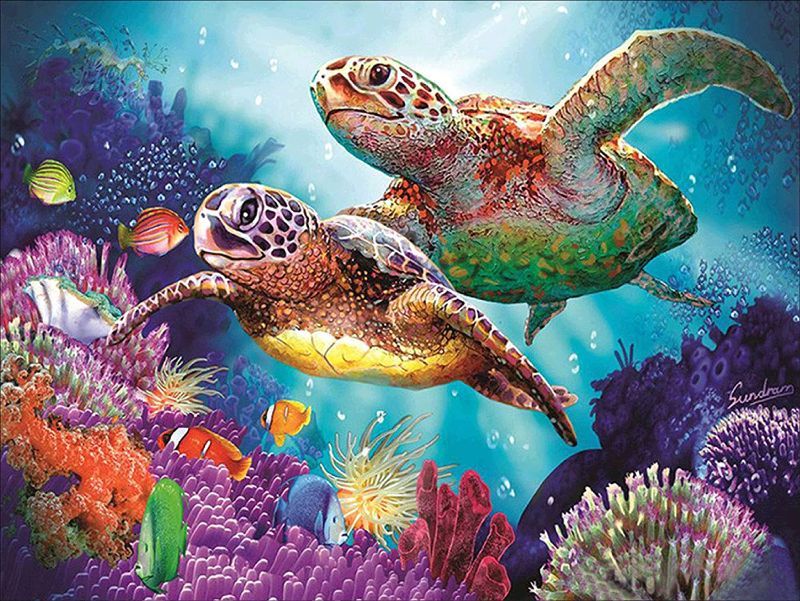 Photo 1 of Diamond Painting Kits, Vivid Sea Handcraft Sea World Turtles Diamond Painting for Adults Full 5D Diamond Art Kits Turtle Art Craft for Home Wall Decor,Gift11.8x15.7inch