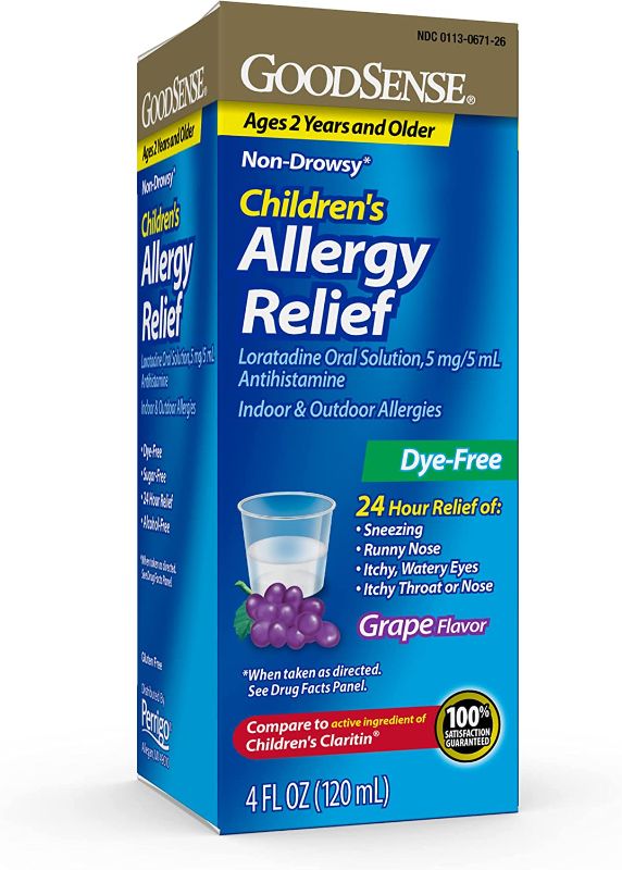 Photo 1 of (2)
Good Sense Children’s Loratadine Oral Solution, Allergy Relief, Grape Flavor, Yellow, 4 Fl Oz EXP 10/22