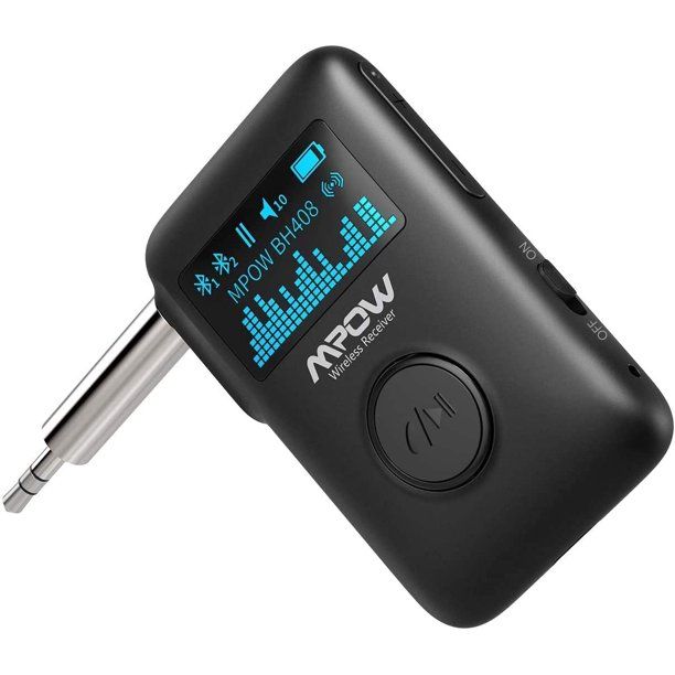 Photo 1 of Bluetooth Receiver with OLED Screen, Portable AUX Bluetooth 5.0 Adapter for Car Stereo/Home Stereo/Speaker/Wired Headphones, Dual Connection/Noise Cancelling/Hands-Free Calling/12H Battery Life