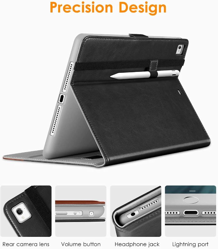 Photo 1 of  New iPad 9.7 Inch 5th/6th Generation 2018/2017 Case with Apple Pencil Holder, Premium Leather Folio Stand Cover Case for Apple iPad 9.7 inch, Also Fit iPad Pro 9.7/Air 2/Air - Black Brown