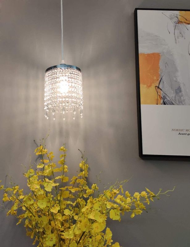 Photo 1 of Surpars House Plug in Chandelier Raindrop Crystal Pendant Lamp with 15ft Cord