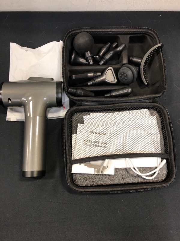 Photo 3 of APHERMA Massage Gun, Muscle Massage Gun for Athletes Handheld Deep Tissue Massager Tool 30 Speed Levels 10 Heads, GRAY