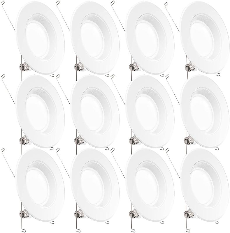 Photo 1 of Sunco Lighting 12 Pack 5/6 Inch LED Can Lights Retrofit Recessed Lighting, Baffle Trim, Dimmable, 3000K Warm White, 13W=75W, 1050 LM, Damp Rated, Replacement Conversion Kit, UL Energy Star