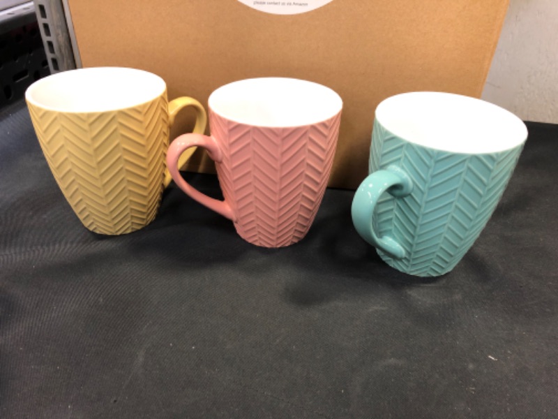 Photo 2 of AmorArc 18oz Large Coffee Mugs Set of 6, Ceramic Coffee Mugs with Multi Textured Patterns for Kitchen, Coffee Cups for Coffee, Cappuccino, Cocoa, Dishwasher & Microwave Safe, Multi-color