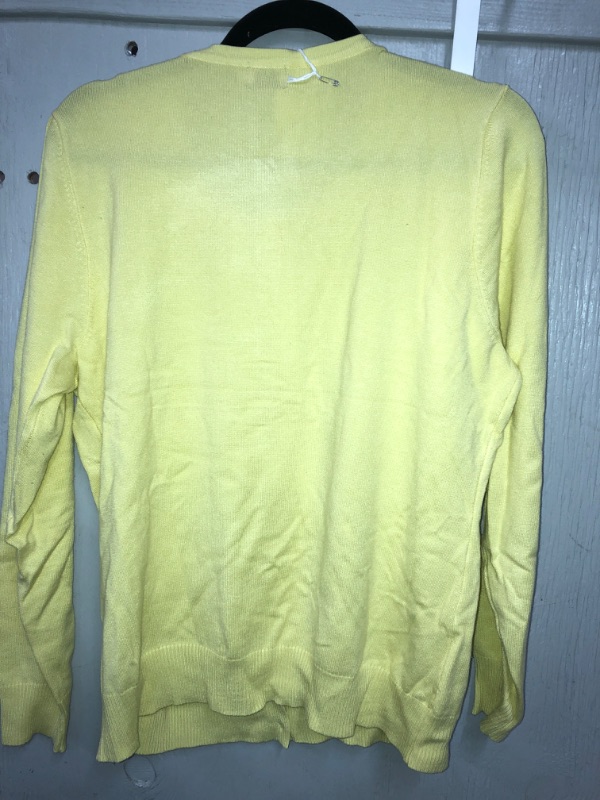 Photo 3 of CIELO WOMANS YELLOW KNIT BUTTON UP SWEATER. SIZE XL