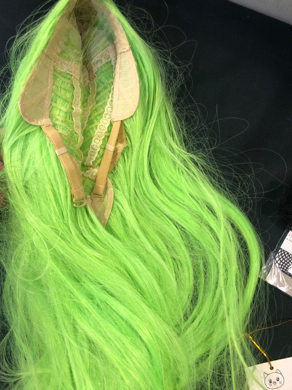 Photo 2 of GREEN COSPLAY WIG , LONG WAVY HAIR, WIG CAP INCLUDED 