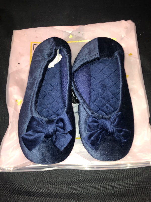 Photo 1 of Evshine Ballerina Slippers for Women, Velvet Ballet Bedroom Slipper Closed Back Indoor Home Shoes with Bow, WOMEN'S SIZE 10