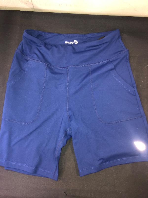 Photo 1 of BALEAF WOMEN'S ATHLETIC SHORTS , WITH INSIDE POCKET. COLOR DEEP NAVY , SIZE SMALL 