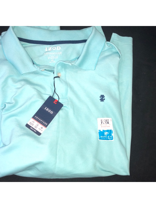 Photo 2 of IZOD, ADVANTAGE PERFORMANCE, BIG & TALL. MEN'S LIGHT BLUE/TEAL POLO SHIRT, SIZE 3XL 