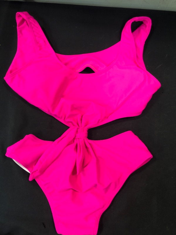 Photo 1 of ASTYLISH WOMEN'S 1 PIECE CUT-OUT BATHING SUIT, NEON/HOT PINK, SIZE XL (16-18)