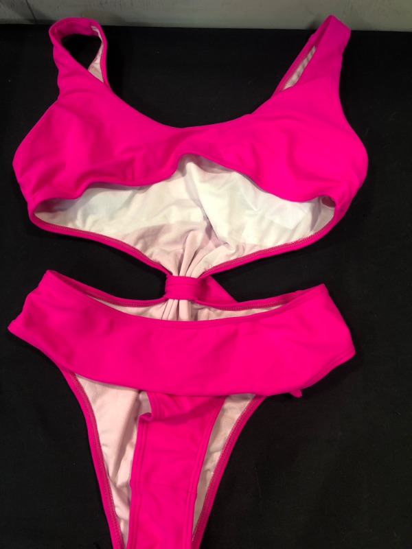 Photo 2 of ASTYLISH WOMEN'S 1 PIECE CUT-OUT BATHING SUIT, NEON/HOT PINK, SIZE XL (16-18)