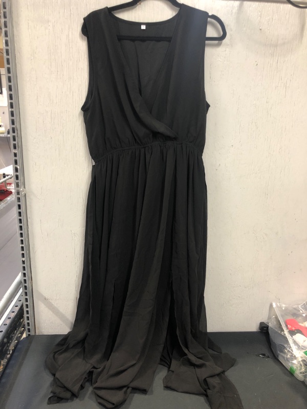 Photo 1 of BLACK FLOWY SLEEVELESS LONG DRESS,  WITH SLIT. SIZE XL 