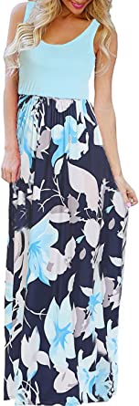 Photo 1 of Bluetime Women's Summer Boho Sleeveless Floral Print Tank Long Maxi Dress , SIZE XL