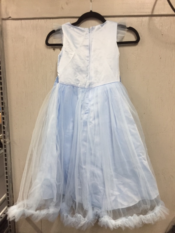 Photo 1 of GIRL'S PARTY / FORMAL / FLOWER GIRL DRESS. ICE BLUE WITH FLORAL LACE DETAIL & RUFFLE BOTTOM. SIZE: 5T , 5-6 YEARS OLD