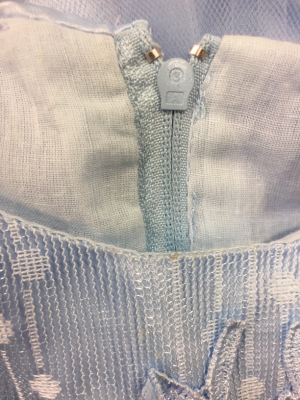 Photo 1 of GIRL'S PARTY / FORMAL / FLOWER GIRL DRESS. ICE BLUE WITH FLORAL LACE DETAIL & RUFFLE BOTTOM. SIZE: 5T , 5-6 YEARS OLD
